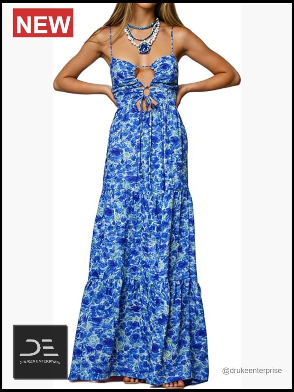 Smocked Milkmaid Maxi Dress Spaghetti Strap Backless Flowy Beach Sundress